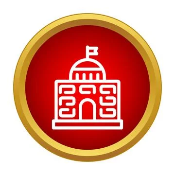 Government building icon representing administration and authority 库存插图