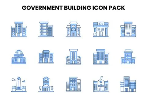 Government Building Two Colour Scalable Icons Pack Ilustración de archivo