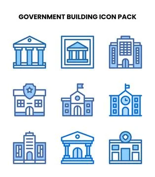 Government Building Two Colour UI Icons Pack Ilustración de archivo
