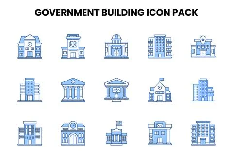 Government Building Two Colour Vector Icons Pack Ilustración de archivo