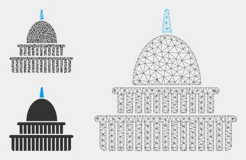 Government Building Vector Mesh 2D Model and Triangle Mosaic Icon Ilustración de archivo