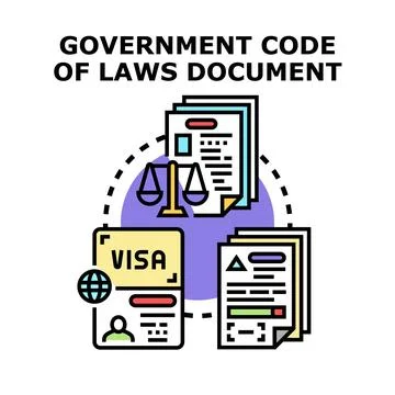 Government code of laws document regulating visa application Stock Illustration