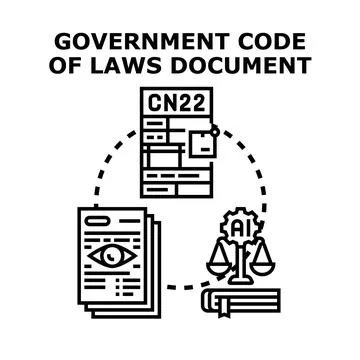 Government code of laws document regulating artificial intelligence Stock Illustration