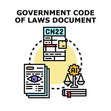 Government code of laws document regulating artificial intelligence Stock Illustration