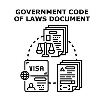Government code of laws document regulating visa application Stock Illustration