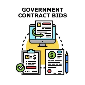 Government contract bids process online submission Illustrazione stock
