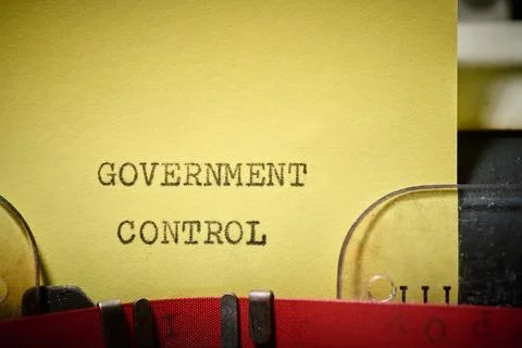 Government control text written with a typewriter. Stock Photos