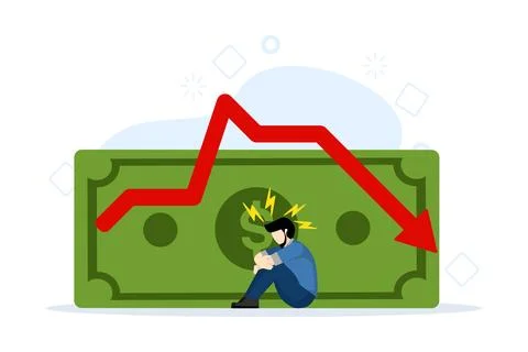 Government credit or bonds. The problem of losing money globally. Stock Illustration