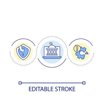 Government cybersecurity system breakdown loop concept icon Stock Illustration