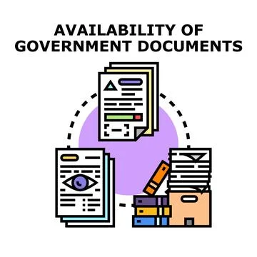 Government documents availability, archive, and open access system Stock Illustration