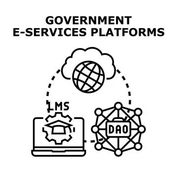 Government e services platforms connecting digital public administration Stock Illustration