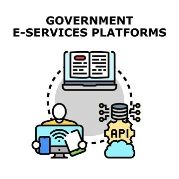 Government e services platforms connecting citizens with digital administrati イラスト素材