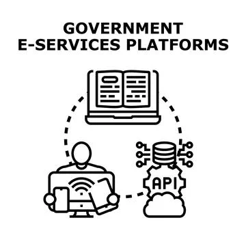 Government e services platforms connecting citizens with digital administrati イラスト素材