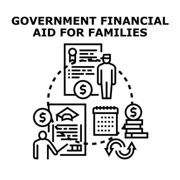 Government financial support programs helping families and citizens Stock Illustration