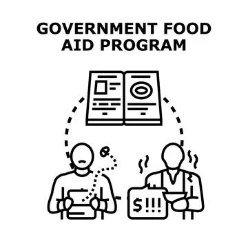 Government food aid program supporting vulnerable people Stock Illustration