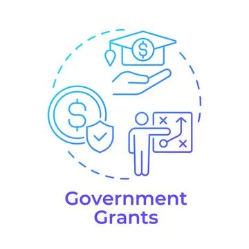Government grants blue gradient concept icon Illustrazione stock