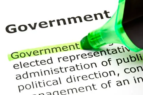 'government' highlighted in green Stock Photos