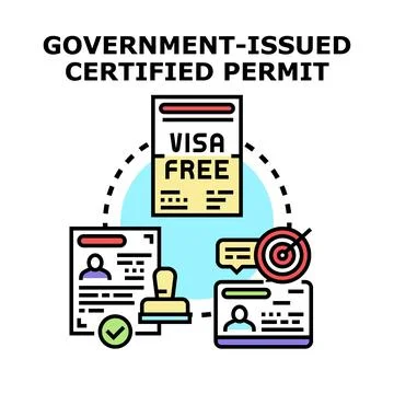 Government issued certified permit application process concept Stock Illustration