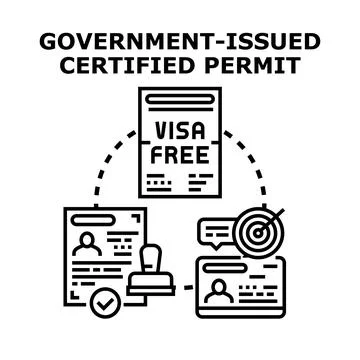 Government issued certified permit application process concept Stock Illustration