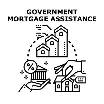 Government mortgage assistance program providing financial support for housin Stock Illustration