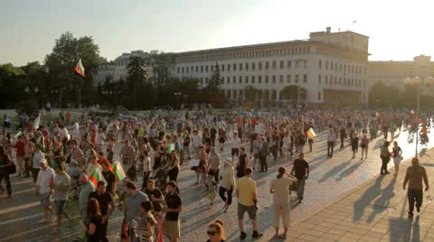 Government Protesters Sun Reflection Shadows HD Stock Footage 24845379