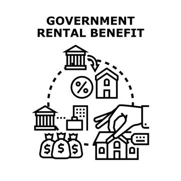 Government providing rental benefit program for housing assistance Illustrazione stock