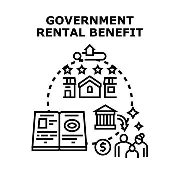 Government rental benefit program supporting housing for family Stock Illustration