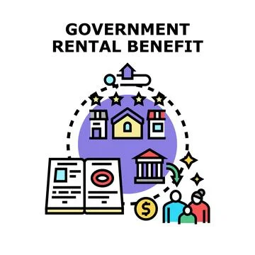 Government rental benefit program supporting housing for family Stock Illustration