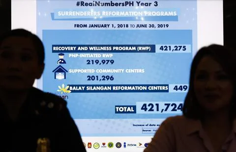 Government resource persons present data on Philippines war on drugs, Manila - 1 Stock Photos