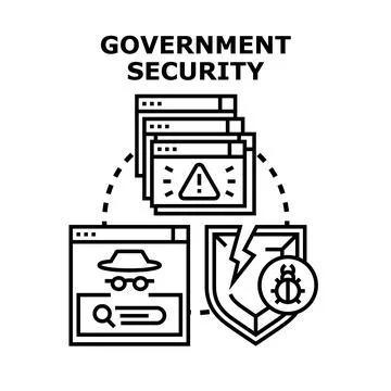 Government security protecting data from cyber threats Stock Illustration