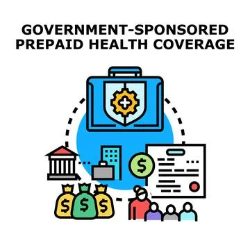 Government sponsored health coverage program providing public financing Illustrazione stock