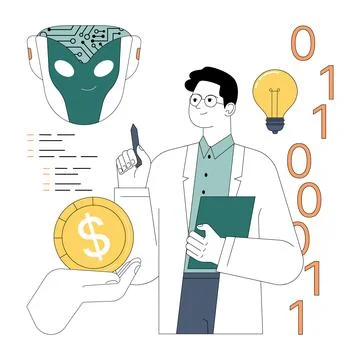 Government subsidy. Technology developing sector receive financial Stock Illustration