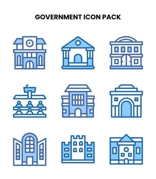 Government Two Colour Bundle Icons Pack Stock Illustration