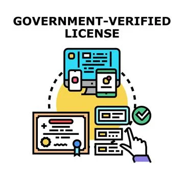 Government verification process for digital license concept Stockillustratie