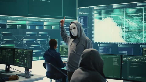 Governmental anonymous hackers group asking ransom for state secrets Stock Footage 277660261