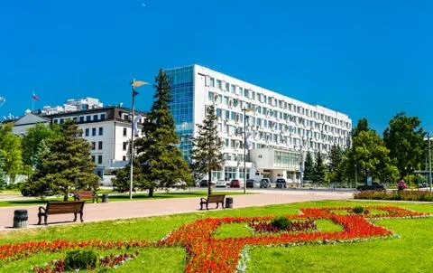 Governmental Building in Glory Square in Samara, Russia Stock Photos