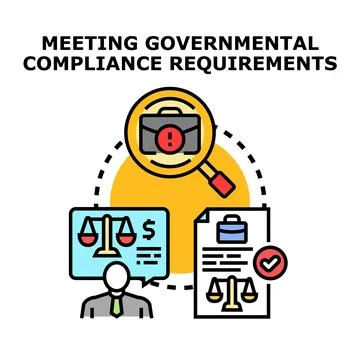 Governmental compliance requirements meeting process concept Stockillustratie