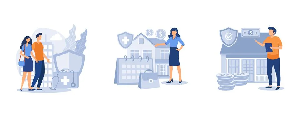 Governmental help. Emergency support fund, paid leave for quarantined workers Stock Illustration