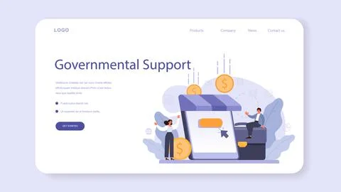 Governmental support web banner or landing page. Business bank loan Stock Illustration