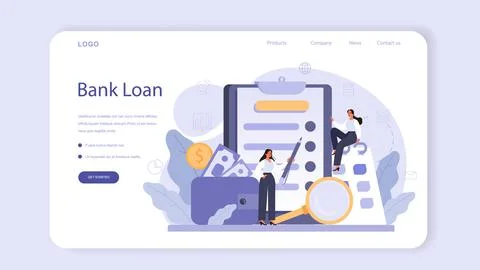 Governmental support web banner or landing page. Business bank loan Stock Illustration