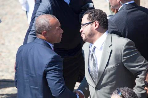 Governor Deval Patrick meets Dr. Michael Eric Dyson at the National Action to Stock Photos