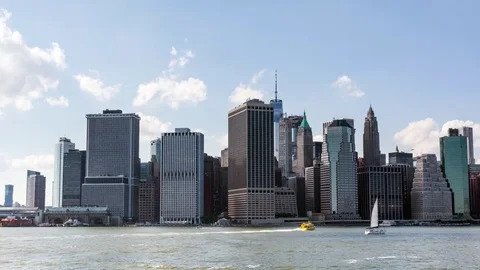 Governor's Island Ferry to Brooklyn Timelapse Hyperlapse Video of New York City Stock Footage