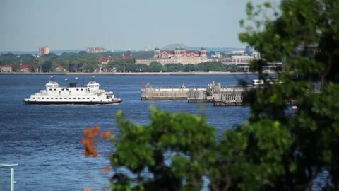 Governors Island Ferry Sailing Stock Footage
