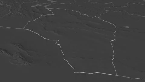 Govi-Altay, Mongolia. Bilevel elevation map with surface waters Stock Illustration