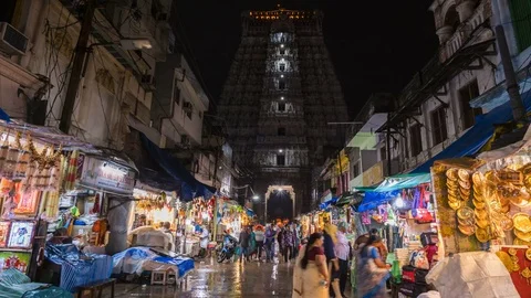 Govindaraj temple night time lapse 4k footage Stock-Footage 83763008