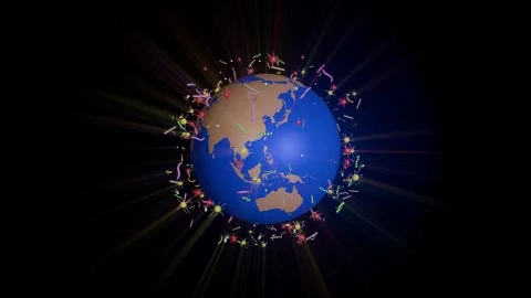 Gowing Microbiome of planet Earth. 3d animation rendering. Stock Footage 337956654
