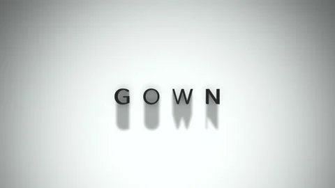 Gown 3D title animation matte black text on a white background Stock Footage 300717557