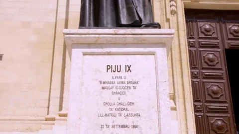 Gozo Cathedral Pope Pius IX statue Stock Footage 72634400