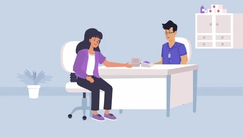 GP Checking Patient's Blood Pressure Medical Examination Animation in 4K Stock Footage 303553789