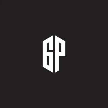 GP Logo monogram with hexagon shape style design template Illustrazione stock